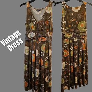 Floral Brown Sleeveless Dress